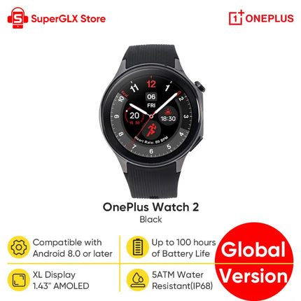 Global Version OnePlus Watch 2 Smart Watch 2GB RAM 32GB ROM 1.43'' AMOLED Display Google Wear OS 4 Dual Frequency GPS NFC Watch