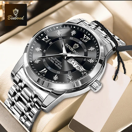 BINBOND Hot New Luxury Fashion Men's Watch Waterproof Luminous Week Date Sport Watch Men's Business Quartz Watch Relogio Masculino