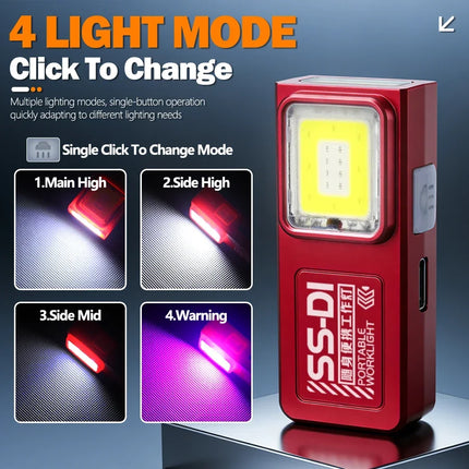 Mini Portable Rechargeable LED Torch Light, Waterproof Outdoor Work Pocket Flashlight with Clip Magnet Compact LED Flashlight