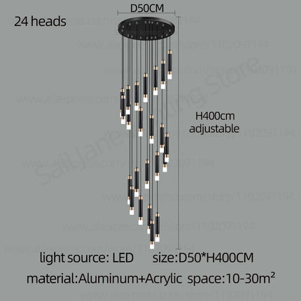 Interior Lighting Nordic Chandelier Home Decoration Living Room Pendant Modern Lustre Hall Lighting LED Staircase Long Pendant