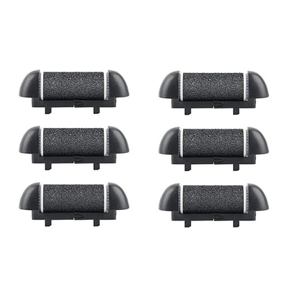 Black Foot Care Tool Heads, Hard Skin Remover, Refill Rollers for Cracked Heels Calluses and Dead Skin Removal, 6 Pcs
