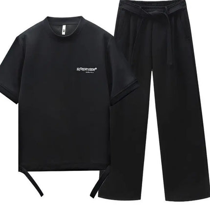Men Sportswear Set Fashion Casual Trendy Pants Tee Outfit