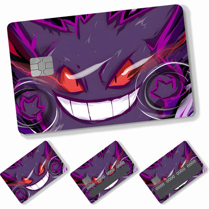 Anime Cartoon P-Pokemon-Gengar Stickers 4pcs PVC Credit Card Skin Stickers Removable Self-adhesive Protective Film