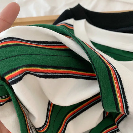 2025 Autumn Children's Clothes Girls Long-Sleeved Base Shirts Cool Boys Striped Cotton T-Shirt Teen Loose Casual 2-7Y Kids Top