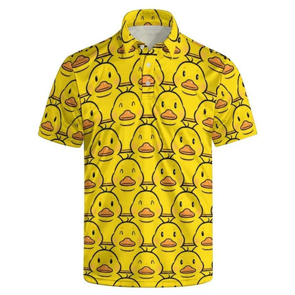 Hawaiian 3D Cute Animal Rubber Duck Printing Polo Shirt For Men Funny Duck Graphic Polo Shirts Kid Fashion Streetwear Polos Tops