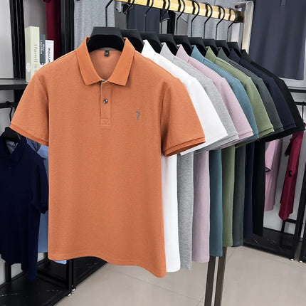 100% pure cotton men's short-sleeved polo shirt, hot-selling summer fashionable horse logo embroidery classic Paul casual T-shirt