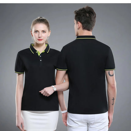 Ice Silk Short Sleeve T-Shirt Summer Work Uniform Logo Printed  Team Culture Polo Shirt  Fashion for Men and Women