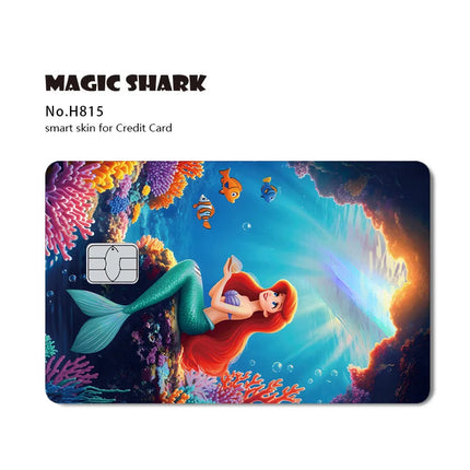 Magic Shark Mickey Minnie Stitch Donald Duck Bear Princess Holographic Film Shinny Laser Skin Sticker for Debit Credit Card