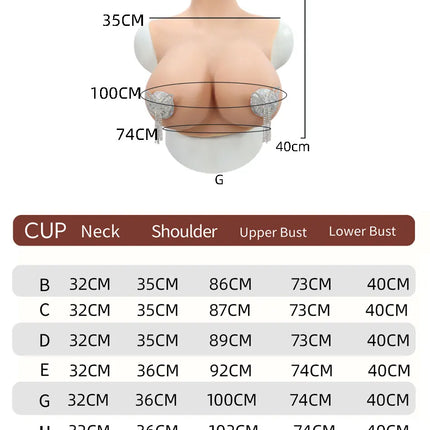 Cosplay Chest Silicone Breast Forms Huge Fake Boobs and Fake Vaginal Pants Set Sexy Buttocks 1.2cm Hip Enhancer Pant