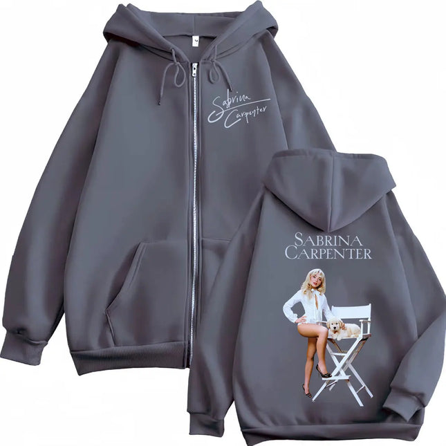 Singer Sabrina Carpenter Merch Zipper Hoodies Fashion Aesthetic Zip Up Pullovers Men's Women's Casual Long Sleeve Sweatshirts