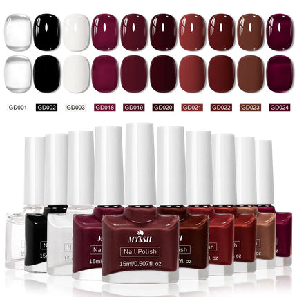 10pcs/set 15ml Water-Based Nail Polish Long Lasting Quick Drying No Need of Lamp to Cure Nail Supplies Vernis for Nails Manicure