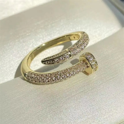 Korean  Punk Cubic Zirconia adjustable ring for Women Office Party Friends Gifts  Jewelry Accessories