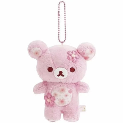 Anniversary Cherry Blossom Flower Lazy Bear Rilakkuma Soft Plush Toy Keychain Sakura Peach Pink Bear Stuffed Animals Doll Charm