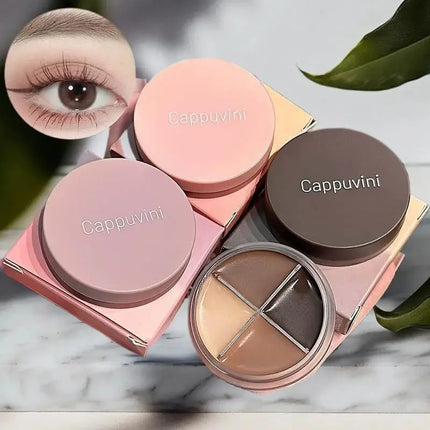 1Pc Cappuvini Matte Velvet Eyeshadow Palette 4 Colors with Eyeliner Highlighter And Contour Cute Beauty Cosmetic Eyes Makeup Set