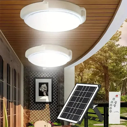 LED Solar Ceiling Light 3 Color Waterproof Solar Lamp With Remote Control Indoor Home Top Ceiling Lights Outdoor Garden Lighting