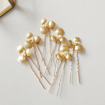 Ins Copper Floral Leaf Hair Pins Bridal Comb Girls Hair Piece Jewelry Handmade Wedding Women Headpiece
