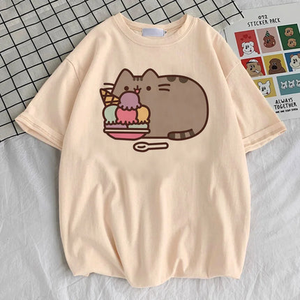 Pusheen shirt girl anime Punk Graphic harajuku Retro 2000s t-shirt Y2K hip hop Pastel Classic Psychedelic