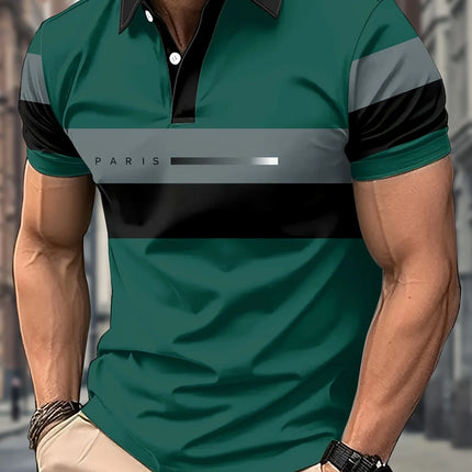 2026 Summer New Style Men's Short-Sleeved Polo Shirt with 3D Letter Pattern Print for Street Casual Fashion and Breathability