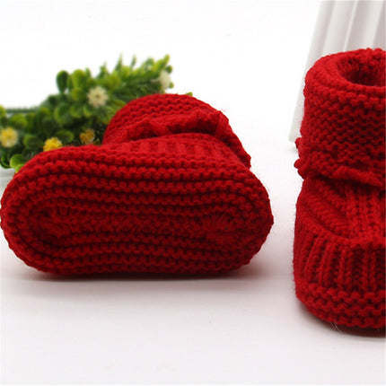 Handmade Newborn Baby Boys Girls Crib Shoes Infant Boys Girls First Walkers Crochet Knit Winter Warm Booties Toddler Warm Shoes