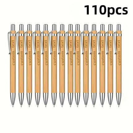 20/50/110PCS Customizable Bamboo Ballpoint Pens Smooth Writing Ideal for School Teachers Offices Advertising Promotional Pens