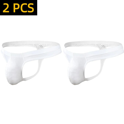 1/2/3 PCS Men Solid G Strings Thong Underwear Ice Silk Sissy Tanga Hombre Jockstrap Penise Bag Breathable Thin Men Underwear