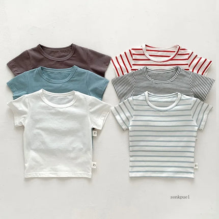 Baby Boy Stripe Shirt Summer Casual Short Bat Sleeve Kids Shirt for Boys Clothing Children Girls Sports Shirt Cotton Tops