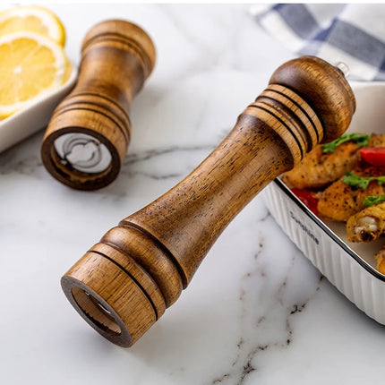 5" 8" 10" Salt and Pepper Grinder, Solid Wood Spice Pepper Mill with Strong Adjustable Ceramic Grinder Kitchen Cooking Tools
