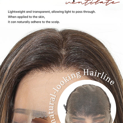 13x6 HD Transparent Lace Front Bob Wig 12" Short Straight Highlight Brown Blonde Synthetic Wigs for Women Glueless Pre Plucked