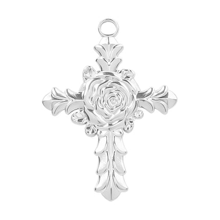 5pcs/Lot High Quality Stainless Steel Cross Pendants For Jewelry Making Supplies Metal Rose Lava Ankh Cross Charms DIY Materials