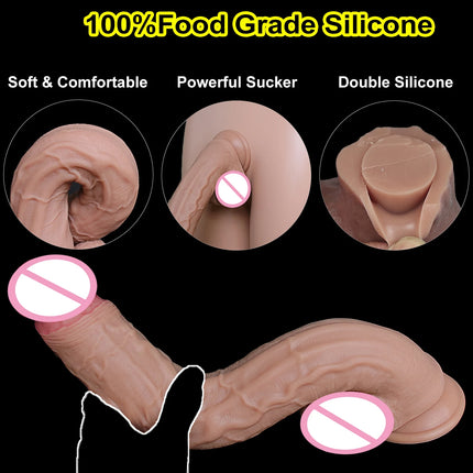 3Colors Fake Thick Penis Realistic Soft Double Silicone Big Dildo Vaginal Masturbation Suction Cup Cock Woman Man Anal Sex Toy