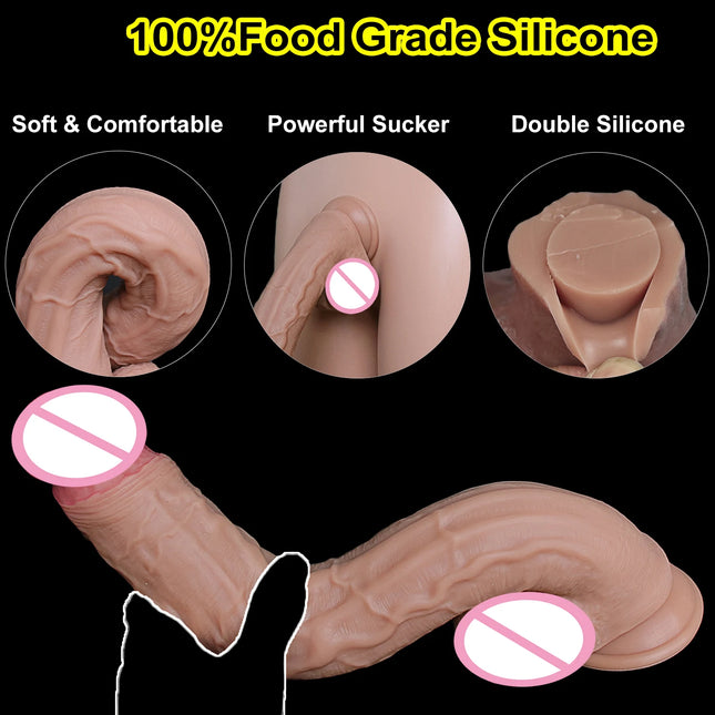 3Colors Fake Thick Penis Realistic Soft Double Silicone Big Dildo Vaginal Masturbation Suction Cup Cock Woman Man Anal Sex Toy