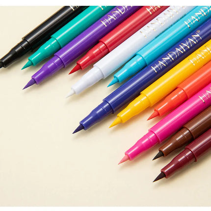 12-Piece Set Matte Colored Eyeliner Pens - Quick-Drying, Non-Smudging Liquid Eyeliner Pens