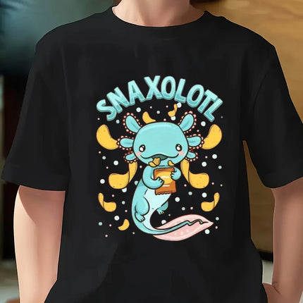 Cute Axolotl Snaxolotl Graphic Print Fashion Kids Printed T-Shirt Summer Girl Boy Shirt Casual Tops Crewneck Clothing