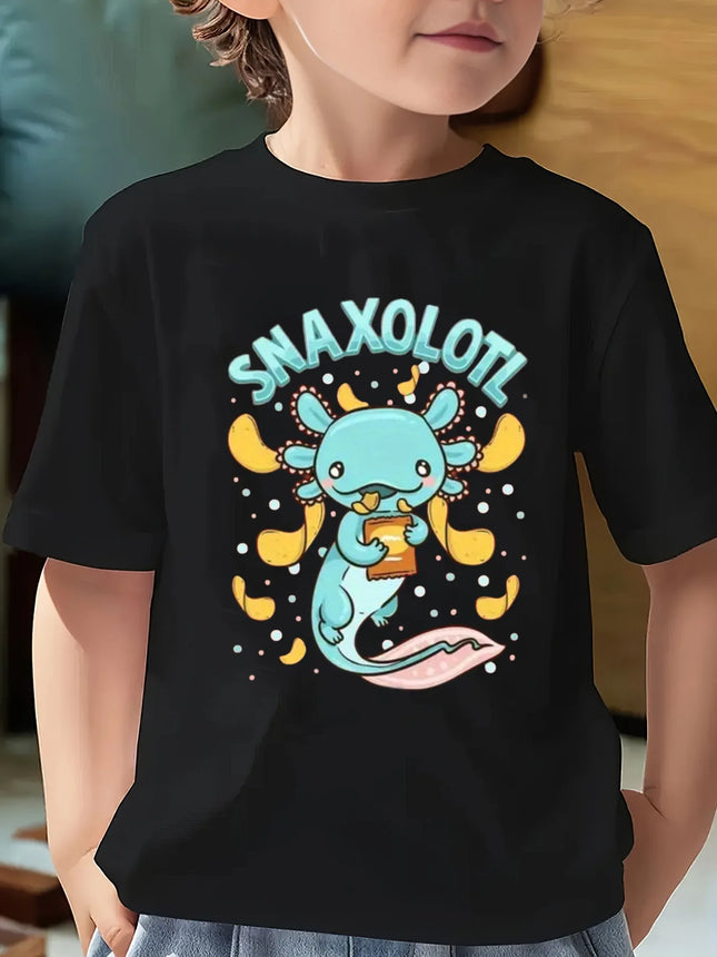 Cute Axolotl Snaxolotl Graphic Print Fashion Kids Printed T-Shirt Summer Girl Boy Shirt Casual Tops Crewneck Clothing