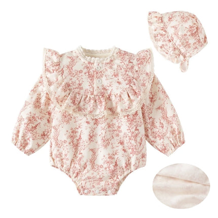 Chinese Style Ink Painting Newborn Baby Girl Bodysuits Cotton Girls Jumpsuits Infants Onesie Outfits Clothes