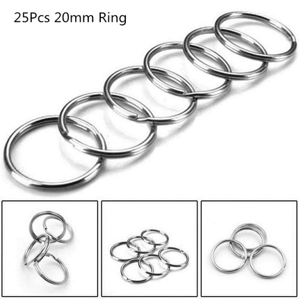 Silver Metal Blank Keyring Keychain with Ring Link Long Round Split Keychain Keyrings Chains Stainless Steel Key Rings Holder
