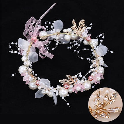 Pearl Flower Wreath Headband Girls Bridal Elegant Crowns Hair Headdress Bride Garland Head Hoop Wedding Headbands Hair Jewelry