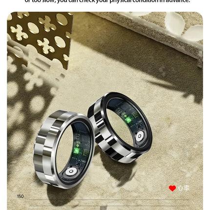 Smart Ring Luxury Fashion Finger Ring Men 5ATM Waterproof Support Swimming Health Tracker Heart Rate Blood Oxygen Monitoring New