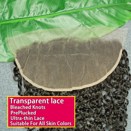 Burmese Curly 13x4 13x6 Lace Frontal Melt Skins Invisible Lace Pre Plucked Transparent Lace 100% Raw Virgin Human Hair #1B Color