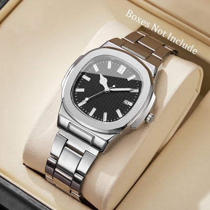 Fashion Square Men Calendar Quartz Watch Luxury Business Watches Mens Clock Reloj Hombre（Without Box）