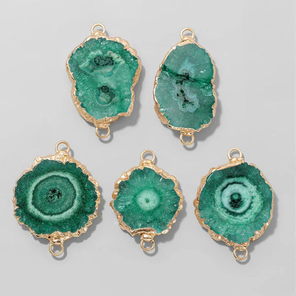 Fashion Irreguar Druzy Agat Pendant Natural Quartz Connector Charms For Jewelry Making  Necklace Bracelet Earrings DIY 2pcs/lot