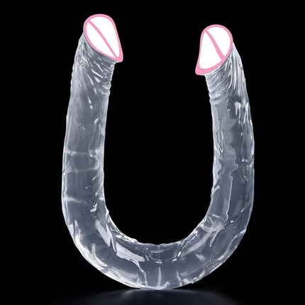 U Shape Double Head Dildo Transparent Dildos Penis Soft Silicone Vagina Anus Massager Anal plug Gay Adult Sex Toys for Women Men