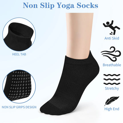2 Pairs Yoga Socks Women Cotton Short Mesh Breathable Professional Non-slip Floor Pilates Dance Sports Gym Socks