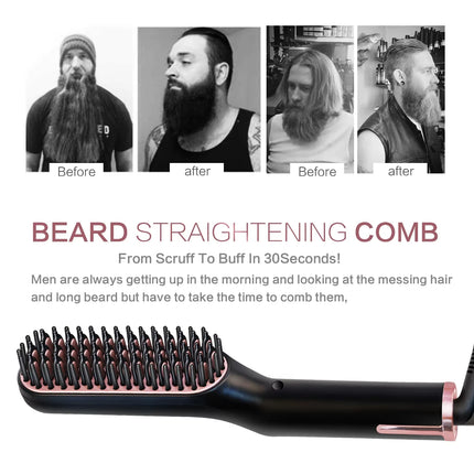 3 In 1 Hot Comb Hair Straightener Electric Beard Straightening Comb Negative Ion Hair Styling Brush