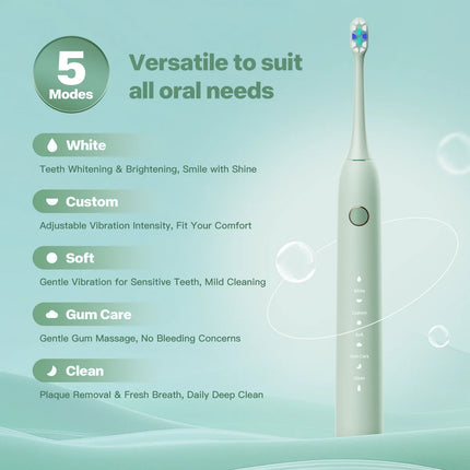 Dr.Yadent Electric Toothbrush Waterproof IPX7 Deep Cleaning Toothbrush 5 Mode for Sensitive Gum Dopamine Color Valentines's Gift