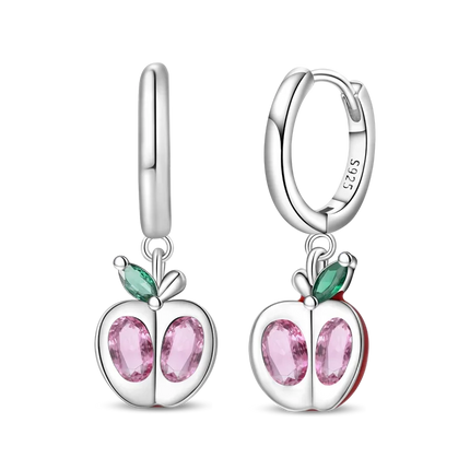 Original Earrings 925 Silver Fruit Series Cherry Strawberry Hoop Earrings Ear Studs Zircon Making Jewelry for Women Girl Party