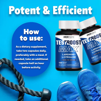 100 Caps | L-Arginine + L-Citrulline Complex | Energy & Enlargement  Size Growth Male Support | Experts Clinically Studied