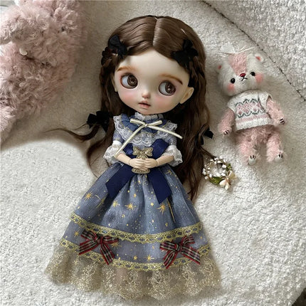 For Blythe Doll Lace Fairy Princess Dress Outfit Clothes Cartoon Colorful Fastfood Skirt Animal Clothing OB24 OB22 1/6 Ropa Gift