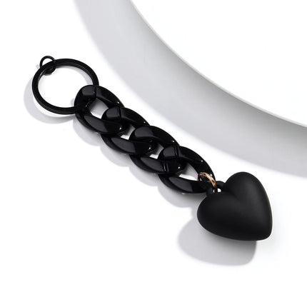 Handmade Heart Keychain Acrylic Plastic Link Chain Key Ring For Women Handbag Pendant Accessorie Car Keys Jewelry Gifts