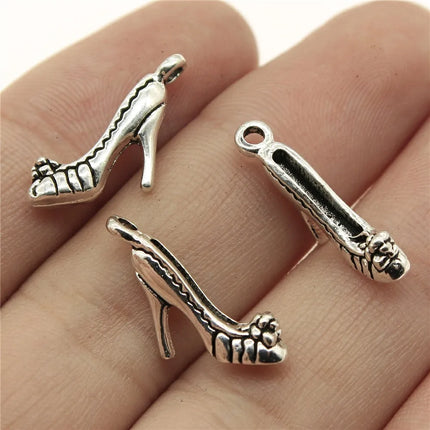 20pcs Antique Silver Color Women'S Daily Necessities Charms Evening Dress Bags High Heel Perfume Lipstick Charms